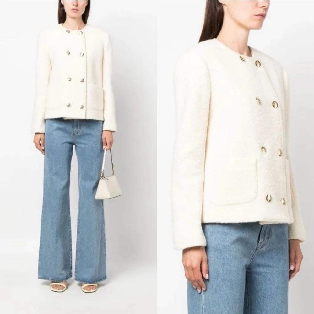 New Ba&sh Joe Tweed Ecru Jacket NWT XS